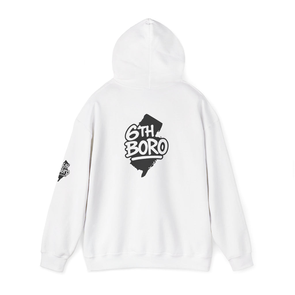 6th Boro Signature Hoodie-White – Unisex Midweight