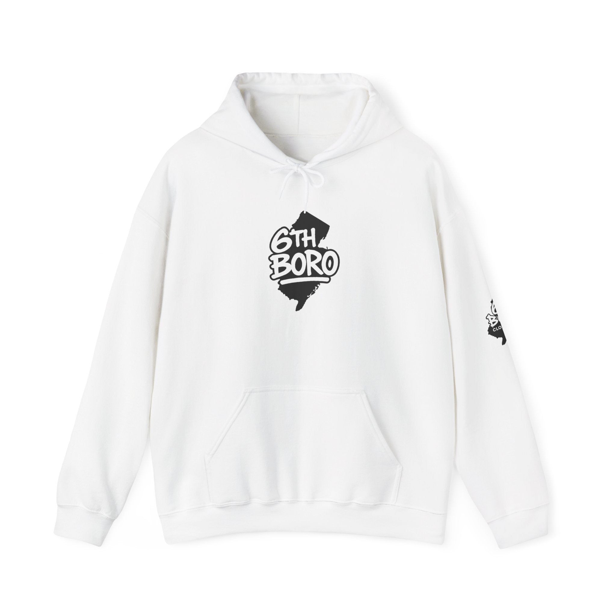 6th Boro Signature Hoodie-White – Unisex Midweight