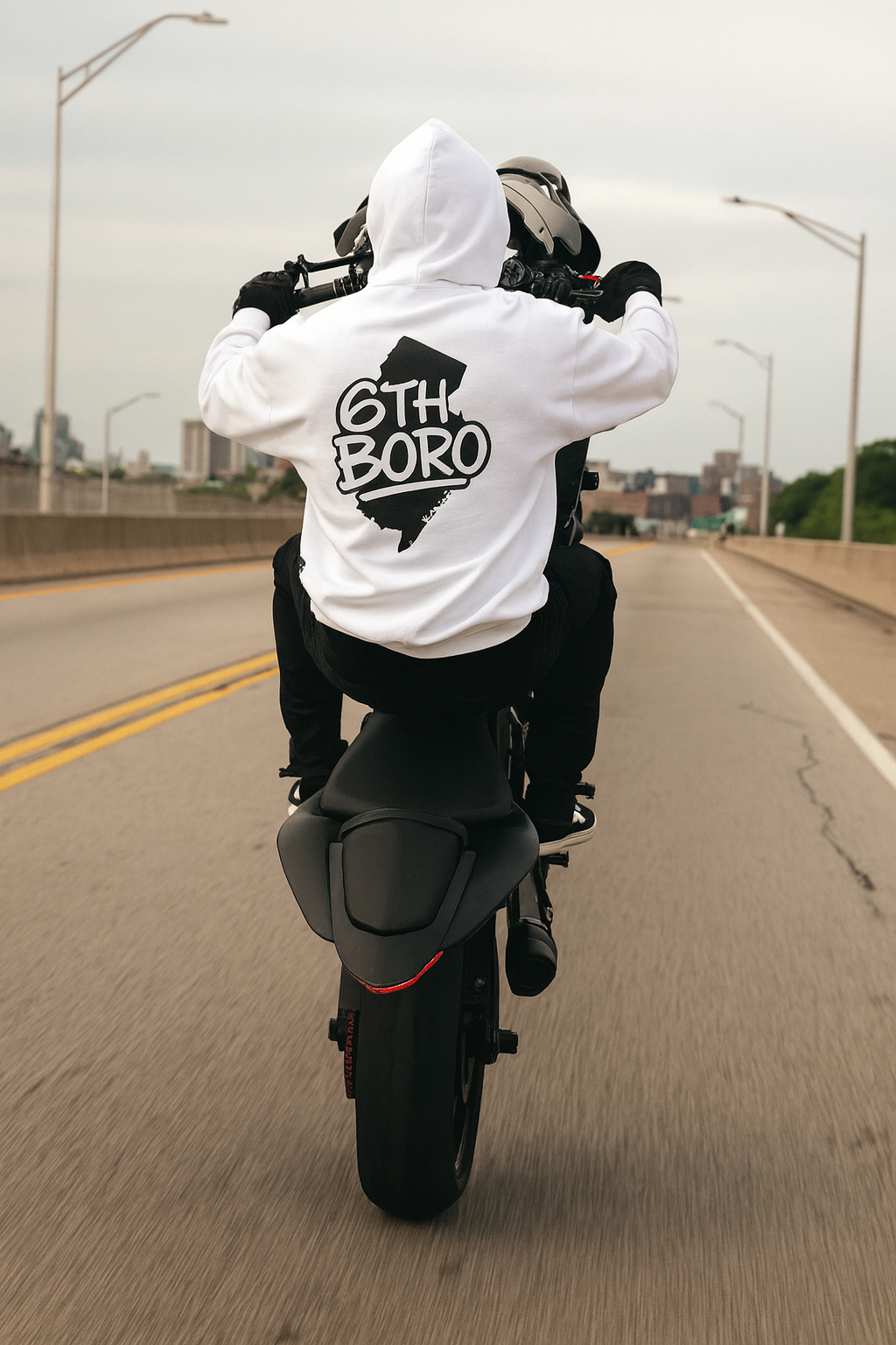 6th Boro Signature Hoodie-White – Unisex Midweight